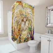 Gustav Klimt Polish Chicken in Flower Garden Douchegordijn (In situ)