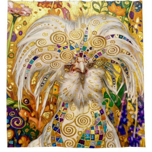 Gustav Klimt Poolse Kip in Bloementuin Douchegordijn (Voorkant)