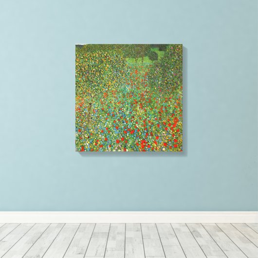 Gustav Klimt Poppy Field Canvas Afdruk (Insitu (Houten vloer))