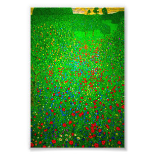 Gustav Klimt Poppy Field Foto Afdruk