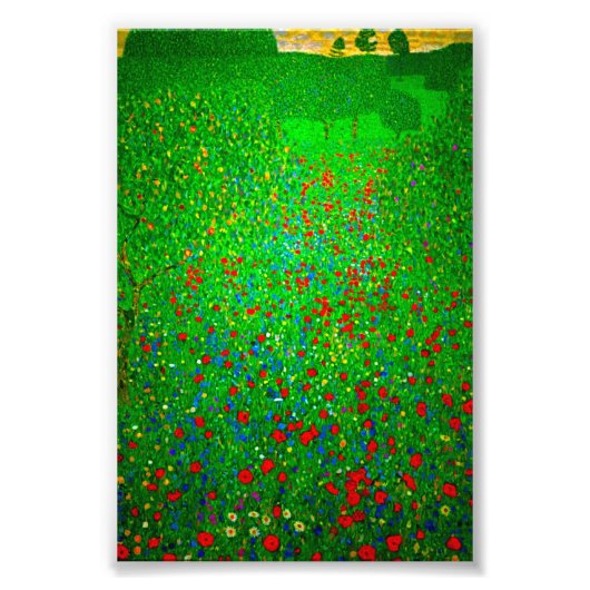 Gustav Klimt Poppy Field Foto Afdruk (Voorkant)