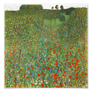 Gustav Klimt Poppy Field Foto Afdruk