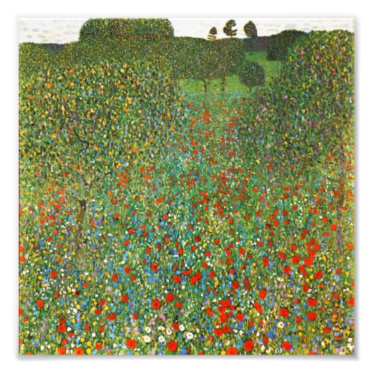 Gustav Klimt Poppy Field Foto Afdruk (Voorkant)