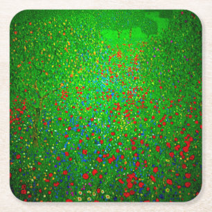 Gustav Klimt Poppy Field Kartonnen Onderzetters
