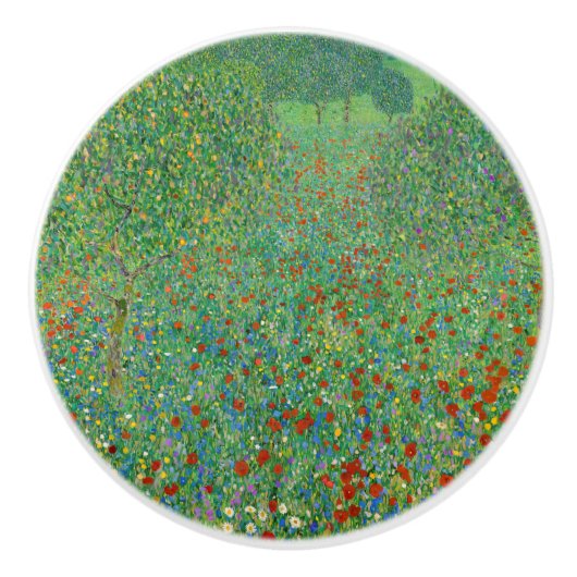 Gustav Klimt - Poppy Field Keramische Knop (Voorkant)