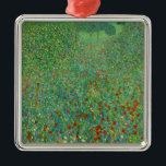 Gustav Klimt - Poppy Field Metalen Ornament<br><div class="desc">Poppy Field / Field of Poppies - Gustav Klimt,  Oil on Canvas,  1907</div>