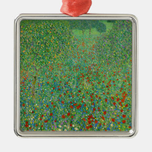 Gustav Klimt - Poppy Field Metalen Ornament