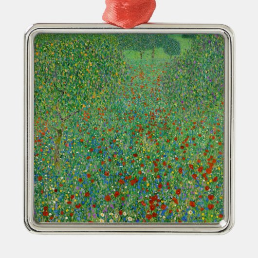 Gustav Klimt - Poppy Field Metalen Ornament (Voorkant)