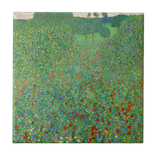 Gustav Klimt - Poppy Field Tegeltje
