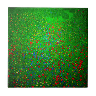Gustav Klimt Poppy Field Tegeltje