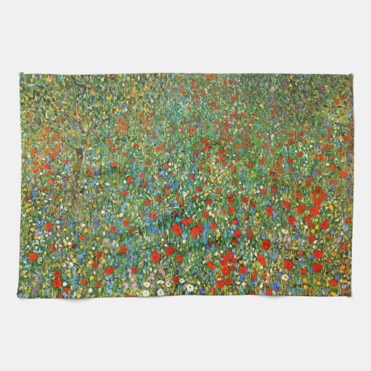 Gustav Klimt Poppy Field Theedoek (Horizontaal)