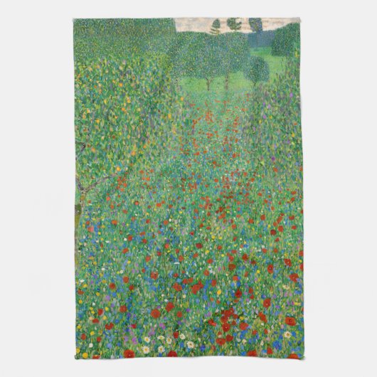 Gustav Klimt - Poppy Field Theedoek (Verticaal)