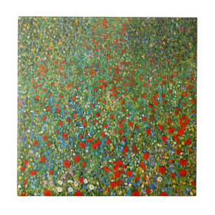 Gustav Klimt Poppy Field Tile Tegeltje
