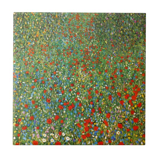 Gustav Klimt Poppy Field Tile Tegeltje (Voorkant)