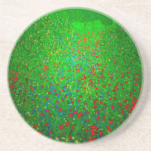 Gustav Klimt Poppy Field Zandsteen Onderzetter