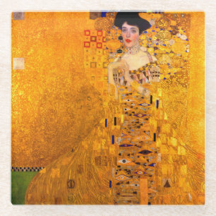 Gustav Klimt Portret van Adele Bloch Bauer Glazen Onderzetter