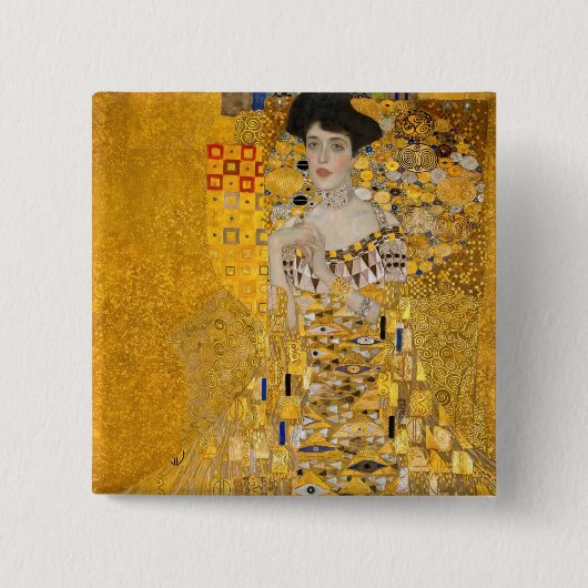 Gustav Klimt - Portret van Adele Bloch-Bauer I Vierkante Button 5,1 Cm (Voorkant)