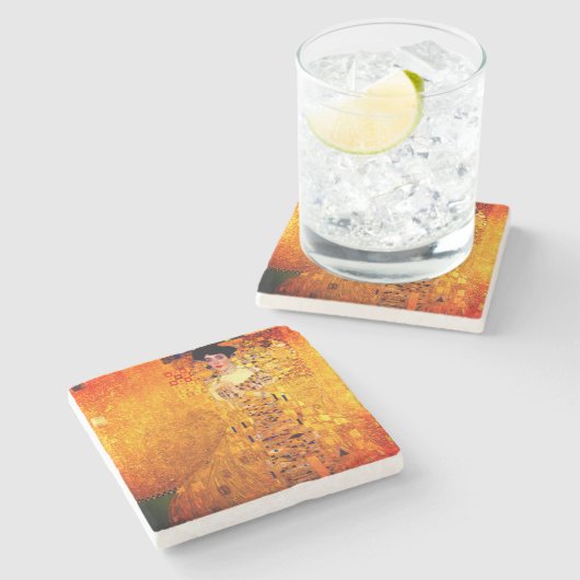 Gustav Klimt Portret van Adele Bloch Bauer Stenen Onderzetter (Zijkant)