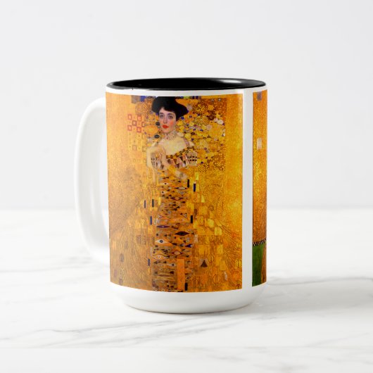 Gustav Klimt Portret van Adele Bloch Bauer Tweekleurige Koffiemok (Voorkant links)