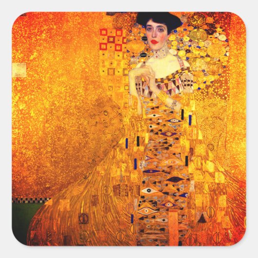 Gustav Klimt Portret van Adele Bloch Bauer Vierkante Sticker (Voorkant)