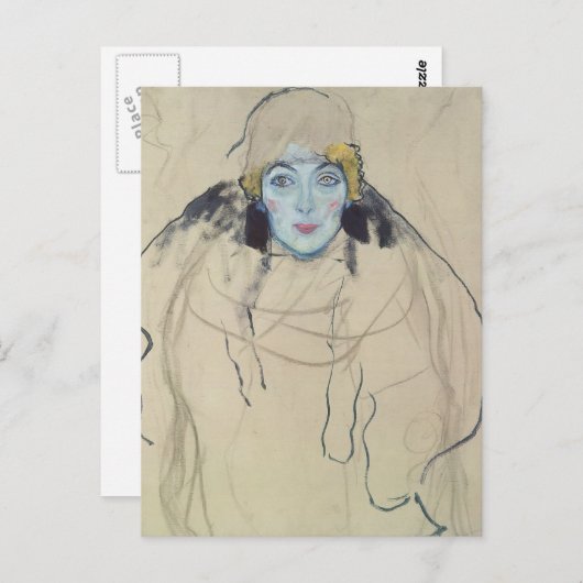 Gustav Klimt - Portret van een dame (niet afgewerk Briefkaart (Voorkant / Achterkant)