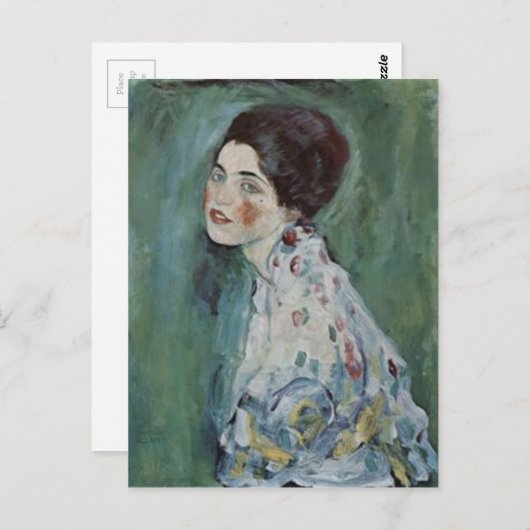 Gustav Klimt - Portret van een dame schilderij Briefkaart (Voorkant / Achterkant)