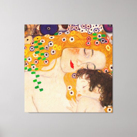 Gustav Klimt - Poster voor moeder en kind Canvas Afdruk (Voorkant)