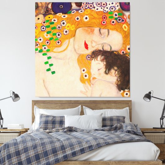 Gustav Klimt - Poster voor moeder en kind Canvas Afdruk (Insitu (Slaapkamer))