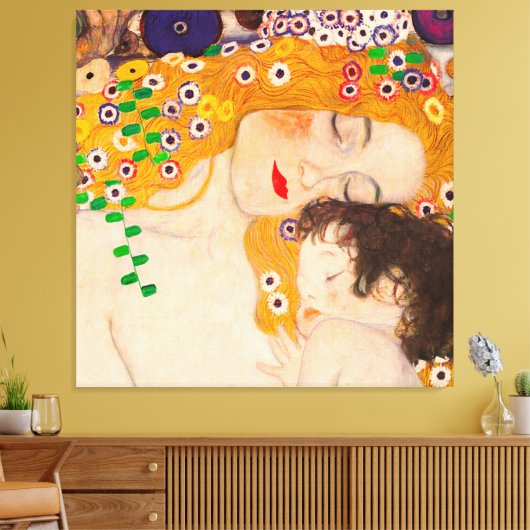 Gustav Klimt - Poster voor moeder en kind Canvas Afdruk (Insitu (Woonkamer))