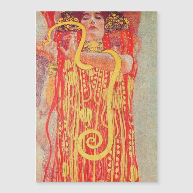 Gustav Klimt Red Woman Gold Snake Painting (Voorkant)