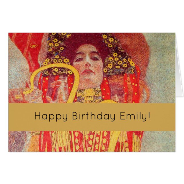 Gustav Klimt Red Woman Gold Snake Painting (Voorkant Horizontaal)