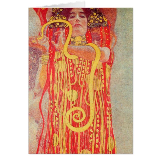 Gustav Klimt Red Woman Gold Snake Painting (Voorkant)