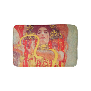 Gustav Klimt Red Woman Gold Snake Painting Badmat