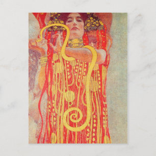 Gustav Klimt Red Woman Gold Snake Painting Briefkaart