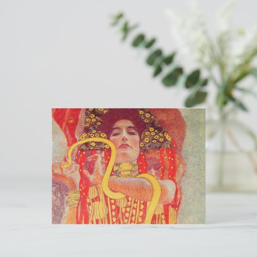 Gustav Klimt Red Woman Gold Snake Painting Briefkaart (Staand voorkant)