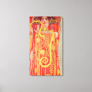 Gustav Klimt Red Woman Gold Snake Painting Canvas Afdruk