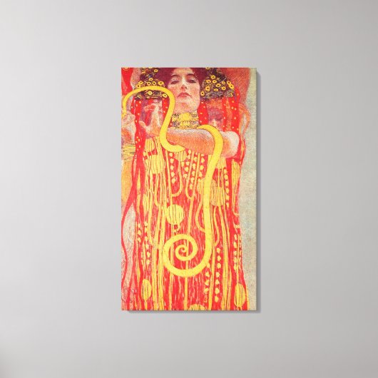 Gustav Klimt Red Woman Gold Snake Painting Canvas Afdruk (Voorkant)