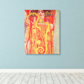 Gustav Klimt Red Woman Gold Snake Painting Canvas Afdruk (Insitu (Houten vloer))