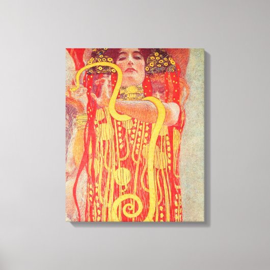 Gustav Klimt Red Woman Gold Snake Painting Canvas Afdruk (Voorkant)