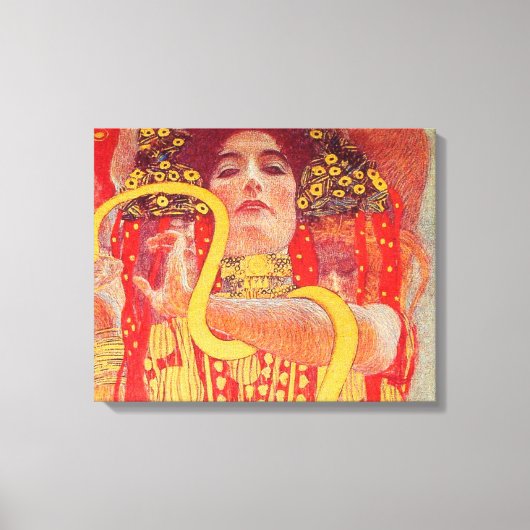 Gustav Klimt Red Woman Gold Snake Painting Canvas Afdruk (Voorkant)
