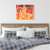 Gustav Klimt Red Woman Gold Snake Painting Canvas Afdruk (Insitu (Slaapkamer))