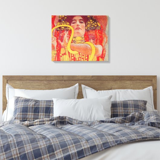 Gustav Klimt Red Woman Gold Snake Painting Canvas Afdruk (Insitu (Slaapkamer))