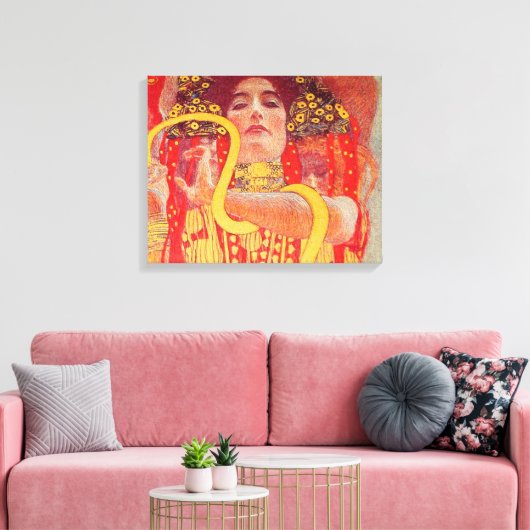 Gustav Klimt Red Woman Gold Snake Painting Canvas Afdruk (Insitu (Woonkamer))
