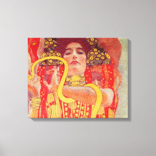 Gustav Klimt Red Woman Gold Snake Painting Canvas Afdruk