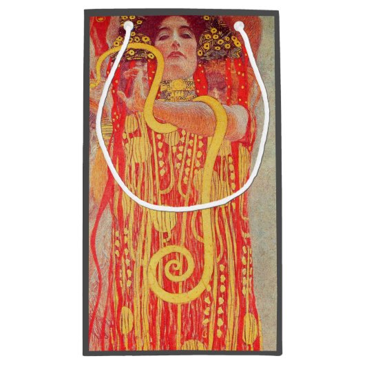 Gustav Klimt Red Woman Gold Snake Painting Klein Cadeauzakje (Achterkant)