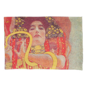 Gustav Klimt Red Woman Gold Snake Painting Kussensloop
