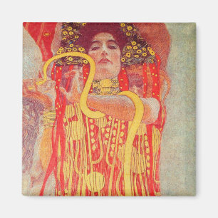 Gustav Klimt Red Woman Gold Snake Painting Magneet