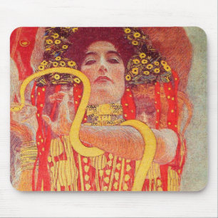 Gustav Klimt Red Woman Gold Snake Painting Muismat