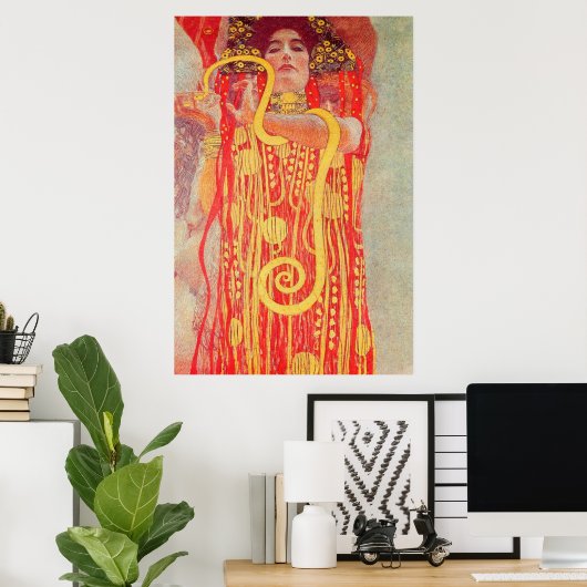 Gustav Klimt Red Woman Gold Snake Painting Poster (Thuiskantoor)