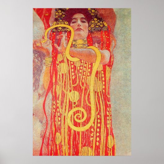 Gustav Klimt Red Woman Gold Snake Painting Poster (Voorkant)